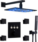 Starbath Termosztatikus Zuhany - 4 részes, LED-es, Matt Fekete