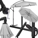 SPRINGOS dönthető kerti Napernyő acél vázzal és hajtókarral 3m - Szürke (GU0042)