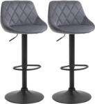 Homcom 2 db bárszék készlet, forgatható, állítható magasságú, poliészter/fém, 51, 5 x 48 x 83-104 cm, fekete/sötétszürke