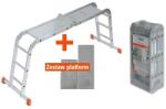 Möller WERNER csuklós létra állvány Funkcióval és járólappal 4x3 fokos összecsukható létra, MultiMatic létra 4x3 létra, csuklós (munkamagasság 4, 40 m) emelvénnyel (werneralu4x3trap)
