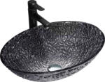 Mexen Goa Üveg Mosdó - Fekete - 50x36 cm (5907709159099)