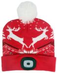 Strend Pro Sapka Strend Pro X-mas, piros, rénszarvasokkal, L, 4x SMD LED, USB töltés