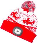  Sapka Strend Pro X-mas, gyerek piros M, 4x SMD LED, USB töltés