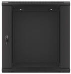 Lanberg 19" 12U Fali Rack Szekrény - 600x600mm, Üvegajtós, Fekete