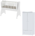 Lorelli First Dreams ringatható bölcső 105x55 + Exclusive szekrény - White