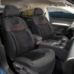 Wildtrack autósüléshuzat-szett, eko-bőr textillel, univerzális, első-hátsó, fekete-piros