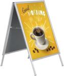 MT Displays Beltéri A-Board Megállító tábla 25 mm, A1, szögletes sarokkal, behúzható eloxált alumínium lábbal