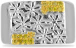  Ezüst Gyűrű Sárga Gyémánttal - Virágminta - 0.14 ct