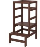 SPRINGOS Barna fenyőfa állítható konyhai segítő torony 12 hónapos kortól (KCH03 BROWN)