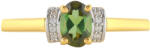 Arannyal Bevont Ezüst Gyűrű Zöld Turmalinnal és Természetes Cirkónnal, PCY11071/57