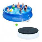 Polygroup RODOSZ VT 366 x 76 cm 5, 5 m3 puhafalú kerti medence szett vízforgatóval és védőtakakróval, sötétkék (SW_RODOSZ_366x76cm_medence_szett_takaroval)