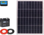 AKKUELEM szerviz AKKUELEM MINI Napelem csomag | 10A PWM | 50W Solar | 18Ah UPSPower | 5 m vezetékek