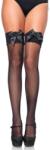 Leg Avenue 726261 Lace Top Lycra Fisnet Thigh Hi W/ Bow O/s Blk