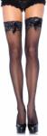 Leg Avenue Sheer Thigh Highs Lace Top, black, O/S