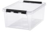 Smartstore Műanyag tárolódoboz, 14 liter, fekete fogantyúkkal, SMARTSTORE Classic 15, átlátszó - officeland