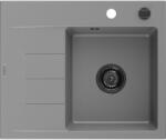 Mexen Ben, 1 kamrás gránit mosogató 600x500x190 mm, jobb + fekete szifon, szürke, 6523605000-71-B (6523605000-71-B)
