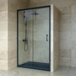 Welland SD-115 elhúzható zuhanyajtó - 115 cm - fekete profil