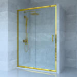 Welland SD-130 elhúzható zuhanyajtó - 130 cm - arany profil - miniwebshop