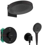 Hansgrohe - Zuhanyszett termosztáttal, rejtett, testtel, átmérő 36 cm, 3 fúvókával, fekete matt SANI21HHH410 (SANI21HHH410)