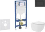 Geberit Duofix - Előfali szerelő készlet, Oudee Vortex kompakt WC és softclose ülőke, Sigma30 vezérlőgomb, matt fekete/fekete SANI11CA5138B (SANI11CA5138B)