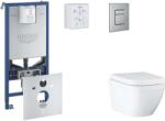 GROHE Rapid SLX - Készlet fali beépítéshez, WC, SoftClose ülőkével és Skate Cosmopolitan gombbal, Triple Vortex, csiszolt nemes acél SANI11BB2106 (SANI11BB2106)