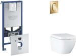 GROHE Rapid SLX - Készlet fali beépítéshez, WC, SoftClose ülőkével és Arena Cosmopolitan gombbal S, Triple Vortex, Cool Sunrise SANI11BB4110 (SANI11BB4110)