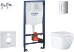 GROHE Solido - Készlet falra szerelhető, WC és ülőkével Euro Ceramic Compact, softclose, Triple Vortex, Even gomb, krómozott SANI15BB1106 (SANI15BB1106)