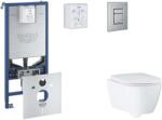 GROHE Rapid SLX - Készlet fali beépítéshez, WC, SoftClose ülőkével és Skate Cosmopolitan gombbal, csiszolt rozsdamentes acél SANI11BB2112 (SANI11BB2112)