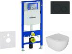 Geberit Duofix - Előfali szerelő készlet, Oudee WC és softclose ülőke, Sigma20 vezérlőgomb, matt fekete/fekete SANI11CA5128 (SANI11CA5128)