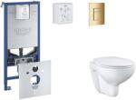 GROHE Rapid SLX - Készlet fali beépítéshez, WC, SoftClose ülőkével és Skate Cosmopolitan gombbal, csiszolt Cool Sunrise SANI11BB4102 (SANI11BB4102)