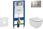 Geberit Duofix - Ideal Standard Tesi falra szerelhető WC és ülőkés szett, Sigma30 gombok, matt króm/króm 111.300. 00.5 NF7 (111.300.00.5 NF7)