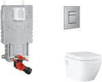 GROHE Uniset - Készlet fali beépítéshez, WC, SoftClose ülőkével és Skate Cosmopolitan gombbal, csiszolt rozsdamentes acél SANI15BB2109 (SANI15BB2109)