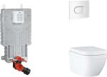 GROHE Uniset - Készlet fali beépítéshez, WC, SoftClose ülőkével és Arena Cosmopolitan gombbal, Triple Vortex, alpesi fehér SANI15BB3108 (SANI15BB3108)