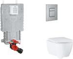 GROHE Uniset - Készlet fali beépítéshez, WC, SoftClose ülőkével és Skate Cosmopolitan gombbal, csiszolt rozsdamentes acél SANI15BB2112 (SANI15BB2112)
