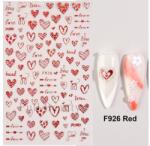  Körömmatrica - F926 red Valentin
