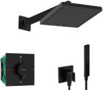 Hansgrohe - Zuhanyszett termosztáttal rejtett beépítéshez, testtel, 26x26 cm, fekete matt SANI21HHH403 (SANI21HHH403)