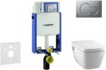 Geberit Kombifix - Modul a fali WC-hez nyomógombos Sigma01, matt króm + Tece One - zuhanyzós WC és ülőkéje, perem nélküli, SoftClose 110.302. 00.5 NT3 (110.302.00.5 NT3)