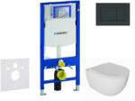 Geberit Duofix - Előfali szerelő készlet, Oudee WC és softclose ülőke, Sigma30 vezérlőgomb, fényes fekete/matt fekete SANI11CA5130 (SANI11CA5130)