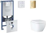 GROHE Rapid SLX - Készlet fali beépítéshez, WC, SoftClose ülőkével és Skate Cosmopolitan gombbal, Triple Vortex, Cool Sunrise SANI11BB4107 (SANI11BB4107)