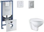 GROHE Rapid SLX - Készlet fali beépítéshez, WC, SoftClose ülőkével és Skate Cosmopolitan gombbal, csiszolt rozsdamentes acél SANI11BB2103 (SANI11BB2103)