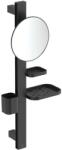 Ideal Standard ALU+ - Kozmetikai tükör polccal és csészével fogkefék és fogkrémek számára, fekete selyemfényű BD589XG (BD589XG)