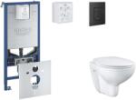 GROHE Rapid SLX - Készlet fali beépítéshez, WC, SoftClose ülőkével és Even gombbal, phantom black SANI11BB5101 (SANI11BB5101)