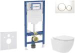 Geberit Duofix - Előfali szerelő készlet, kompakt WC Oudee Vortex és softclose ülőke, Sigma20 vezérlőgomb, fehér/aranyozott SANI11CA3165B (SANI11CA3165B)
