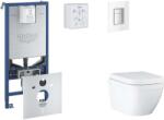 GROHE Rapid SLX - Készlet fali beépítéshez, WC, SoftClose ülőkével és Skate Cosmopolitan gombbal, Triple Vortex, Moon White SANI11BB3107 (SANI11BB3107)