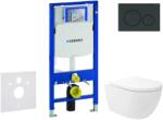 Geberit Duofix - Előfali szerelő készlet, Oudee Vortex WC és softclose ülőke, Sigma20 vezérlőgomb, fényes fekete/matt fekete SANI11CA5148 (SANI11CA5148)