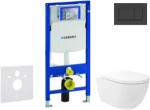 Geberit Duofix - Előfali szerelő készlet, Oudee Vortex WC és softclose ülőke, Sigma20 vezérlőgomb, matt fekete/fekete SANI11CA5144 (SANI11CA5144)