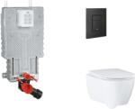 GROHE Uniset - Készlet fali beépítéshez, WC, SoftClose ülőkével és Even gombbal, phantom black SANI15BB5110 (SANI15BB5110)