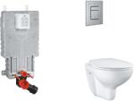 GROHE Uniset - Készlet fali beépítéshez, WC, SoftClose ülőkével és Skate Cosmopolitan gombbal, csiszolt rozsdamentes acél SANI15BB2103 (SANI15BB2103)