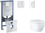 GROHE Rapid SLX - Készlet fali beépítéshez, WC, SoftClose ülőkével és Arena Cosmopolitan gombbal, Triple Vortex, alpesi fehér SANI11BB3106 (SANI11BB3106)