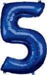 Amscan 5-ös kék szám születésnapi fólia lufi 86 cm